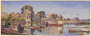 Oil painting of Padmini's palace in the fort